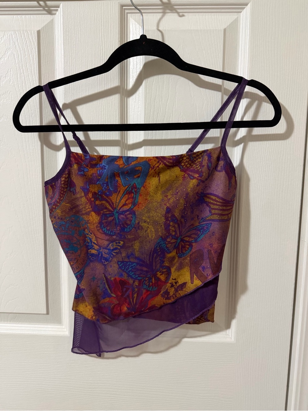 ASOS Women's Purple Butterfly Print Asymmetrical Cami Top